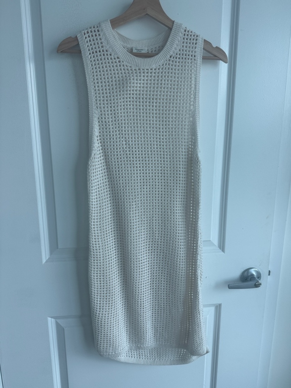 Abercrombie & Fitch Cream Open-Knit Sleeveless Coverup Dress